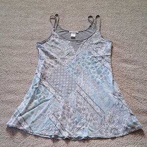 Linea Donatella Patchwork Chemise in Gray and Light Blue